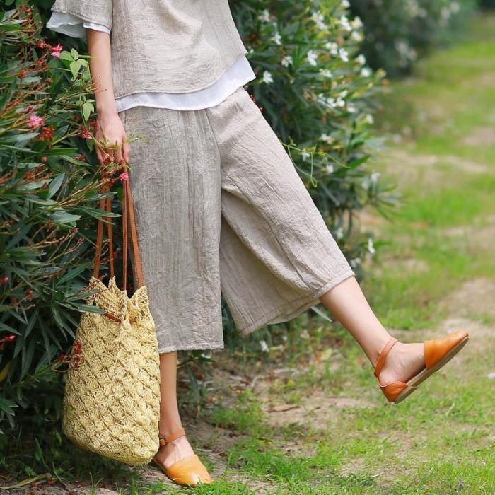 Leisure Loose Elegant Double Wide Leg Trousers