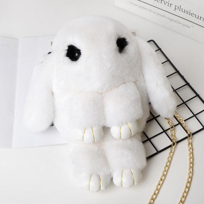 Cute Cartoon Rabbit Crossbody Bag New Plush Female Bag Chain Shoulder Bag Fashion Folder Bag