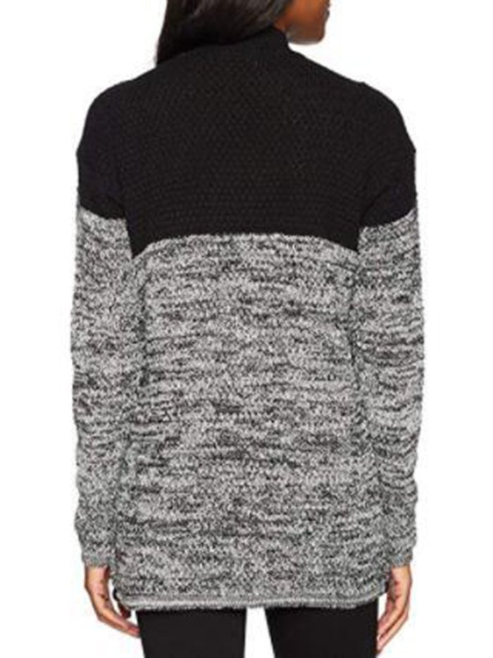 Blue Acrylic Casual Color-block Solid Sweater