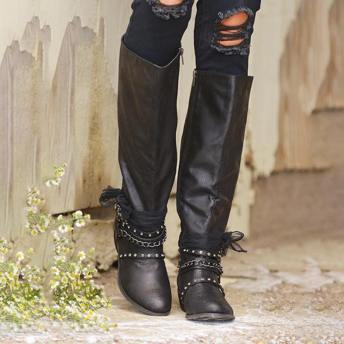 Women Vintage Booties Casual Zipper Plus Size Shoes