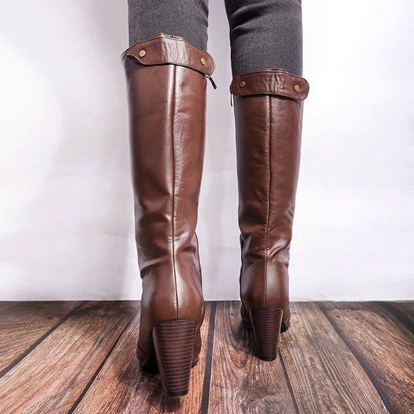 Women Vintage Artificial Leather Boots Retro Cosplay High Martin Boots