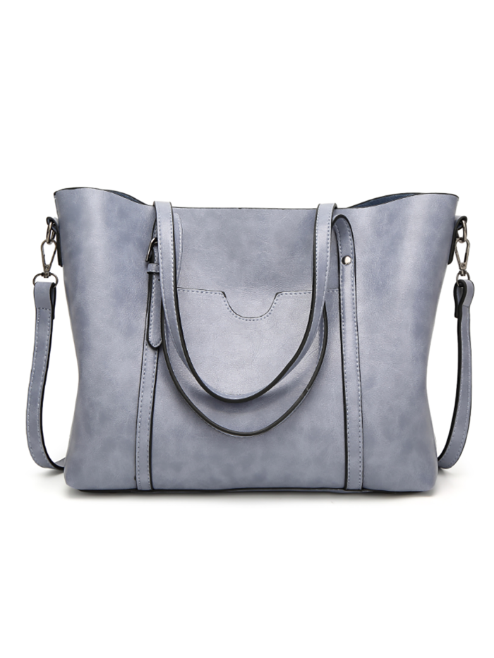 Women Oil Leather Tote Casual Front Pockets Crossbody Bags Handbags