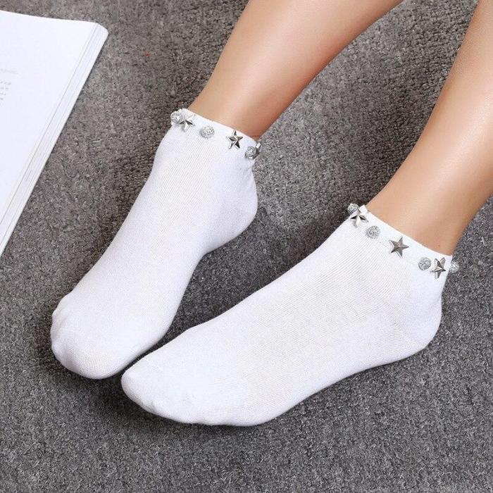 Casual Solid Rivet Ankle Sock