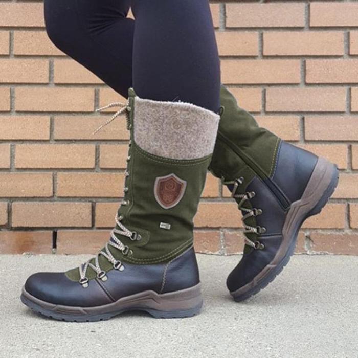 Women's casual lace-up daily flat boots