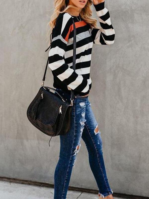 Cover Head Stitching Stripe Joker Jacket