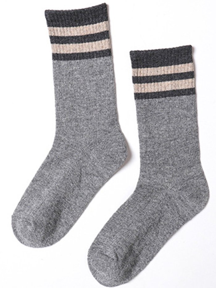 Vintage Casual Stripes Breathable Warm Cotton Socks