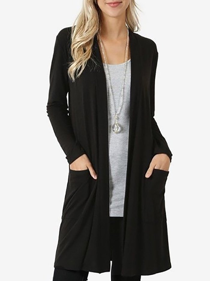 Solid Long Sleeve Basic Cardigan