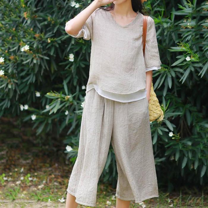 Leisure Loose Elegant Double Wide Leg Trousers