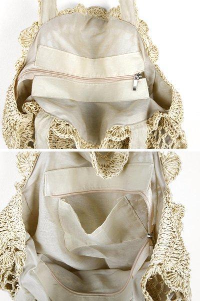 Women's Floral Handmade Zipper Woven Straw Tote Bag