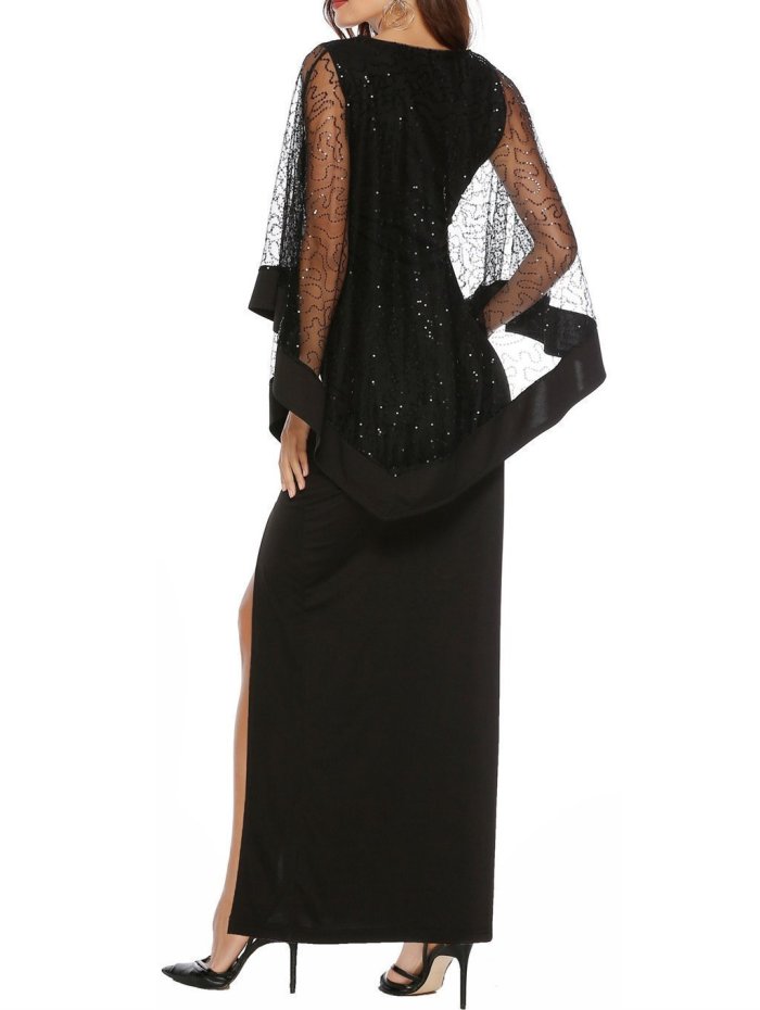 Fashion Sequined High Waist Slim Evening Dress