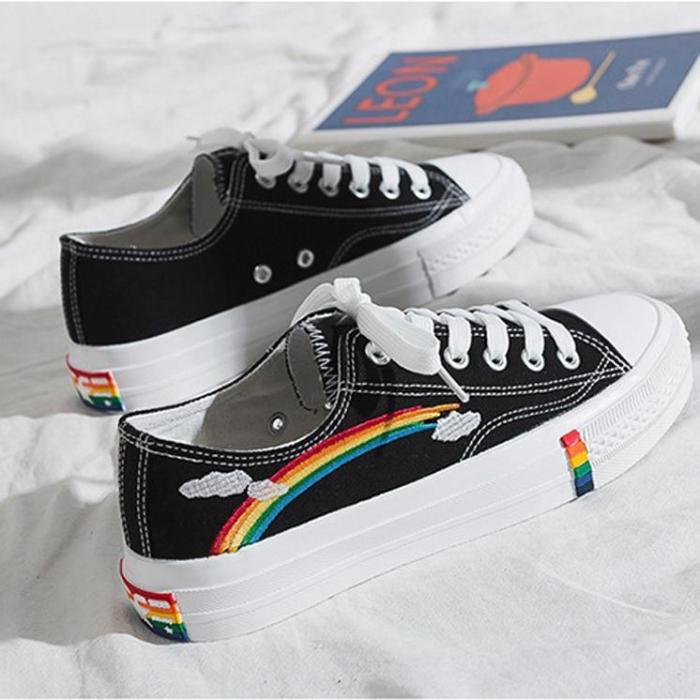 Korean Version Of Rainbow Canvas Shoes