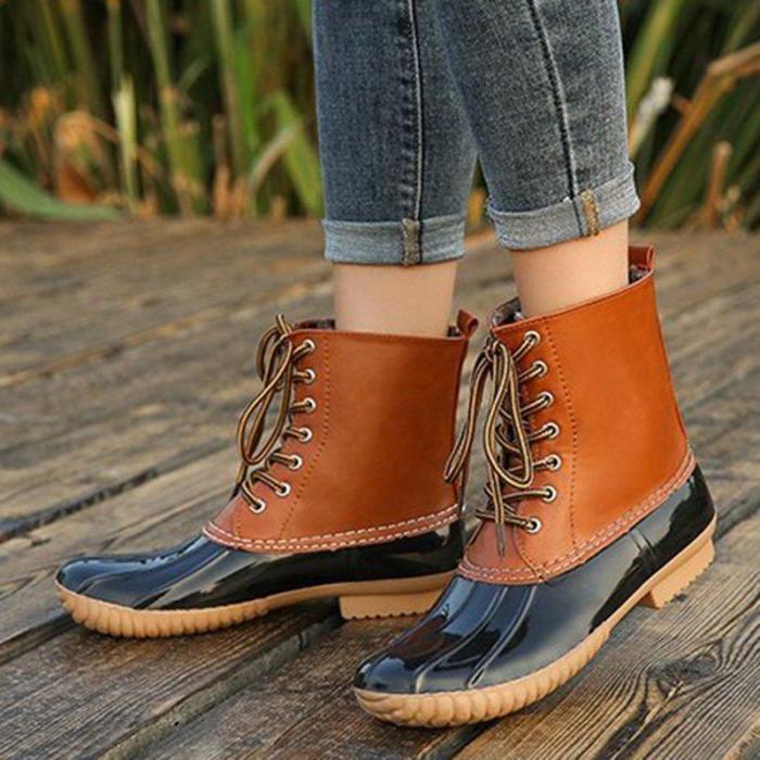 Date Pu Low Heel Boots