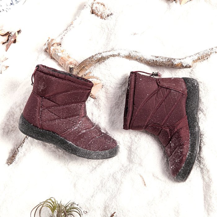 Purple Winter Elastic Band Cotton Boots