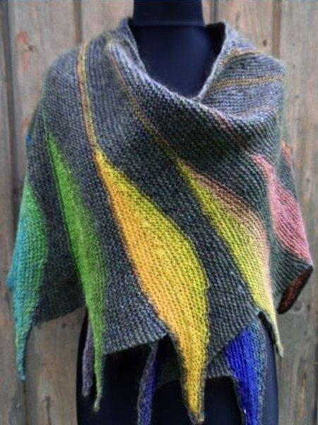 Casual Knitted Color-Block Scarves & Shawls