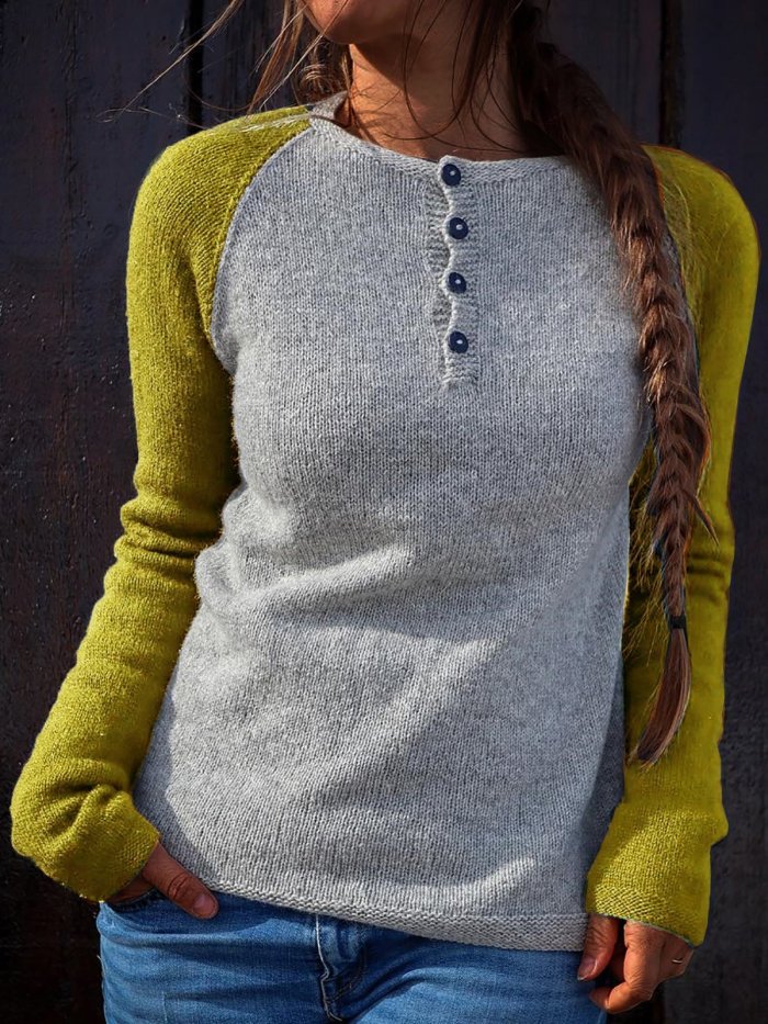 Color Block Button Down Sweater