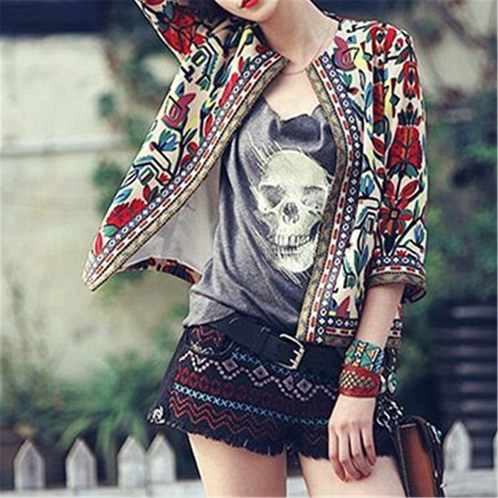 Fashion Retro Embroidered Printed Jacket