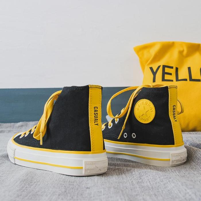 Women's Fashion Casual Solid Color High Canvas Sneakers