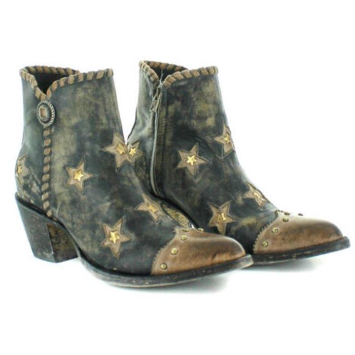 Women Vintage Star Western Ankle Boot