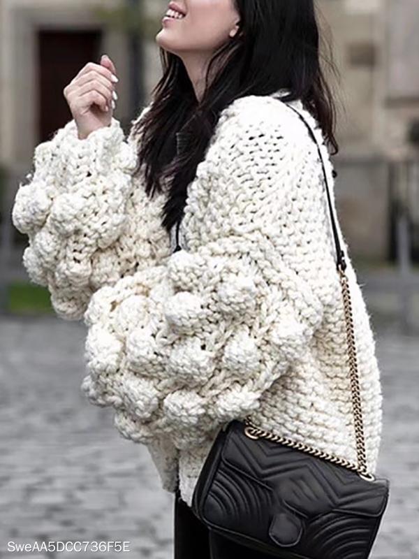 Hand-Knitted Lantern Sleeve Sweater