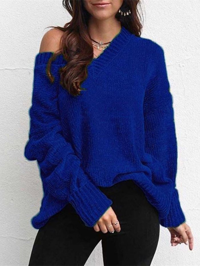 Vintage Long Sleeve V Neck Sweaters