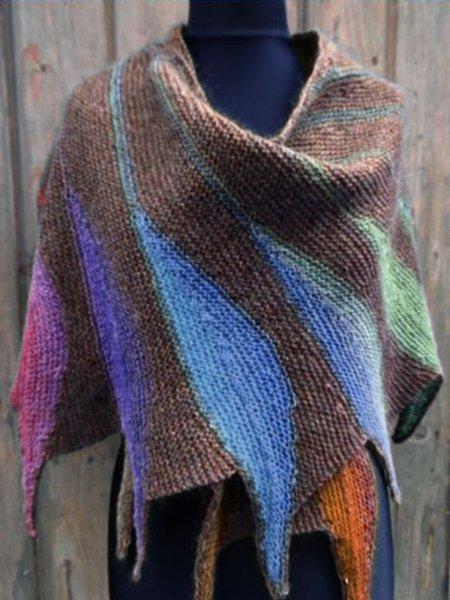 Casual Knitted Color-Block Scarves & Shawls