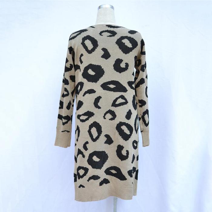 Fashion Leopard Long Personality Cardigan Sweater