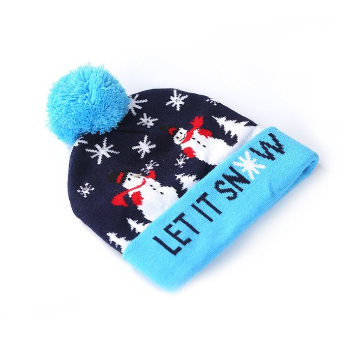 Knitted hats decorated with LED lights for adult children Christmas hats