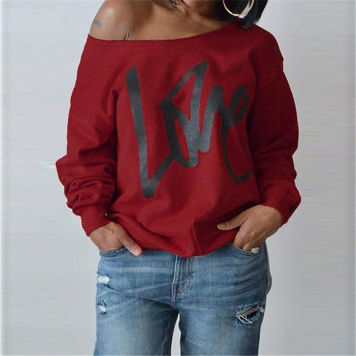 Fashion Letter Print Long Sleeve Sweater