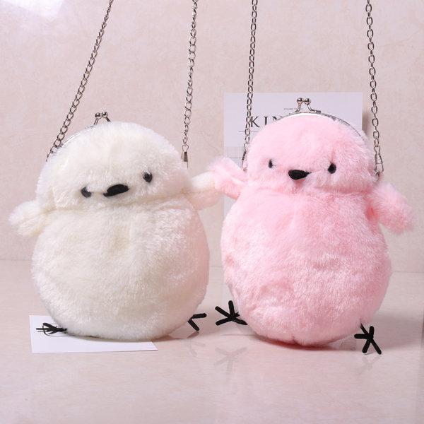 Cute Cartoon Small Yellow Chicken Bag New Plush Female Bag Chain Shoulder Bag Fashion Folder Bag