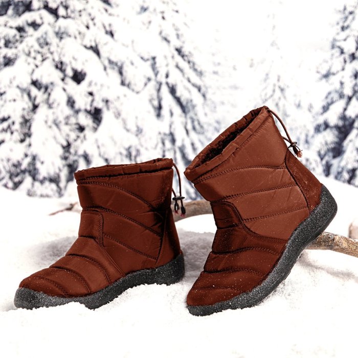 Purple Winter Elastic Band Cotton Boots