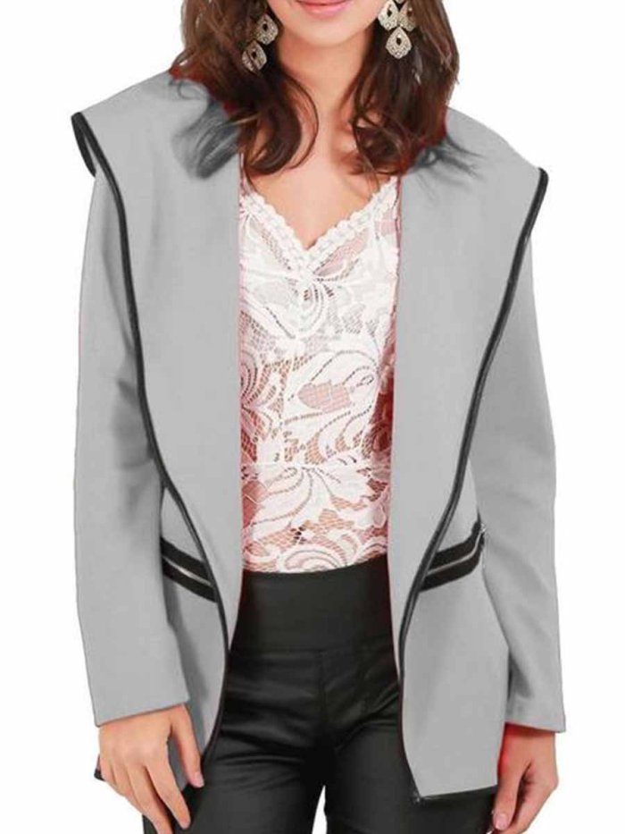 Lapel Plain Long Sleeve Blazer