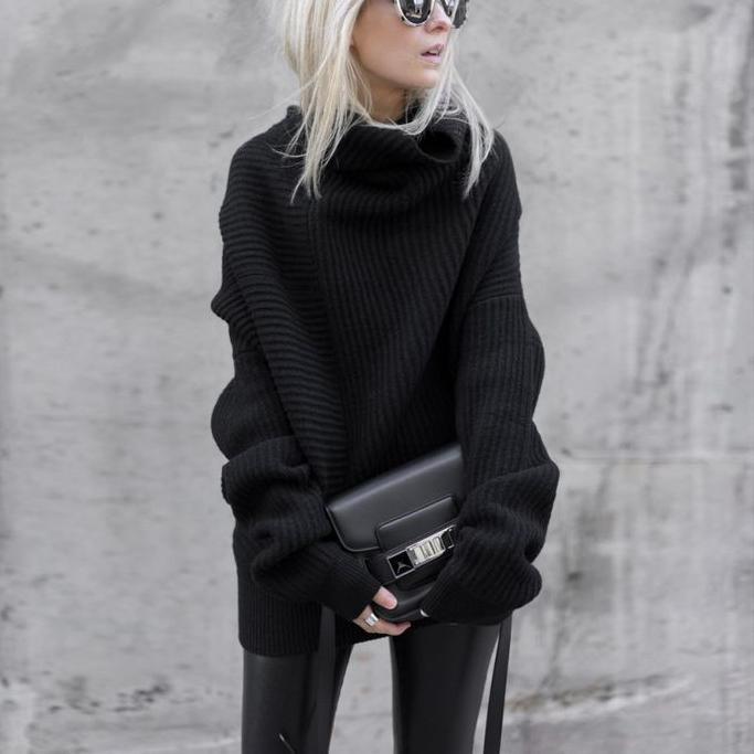 Knitted Autumn And Winter High Neck Loose Sweater