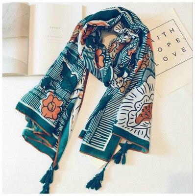 Cotton Linen Silk Animal Print Zebra Thin Head Scarf Shawl