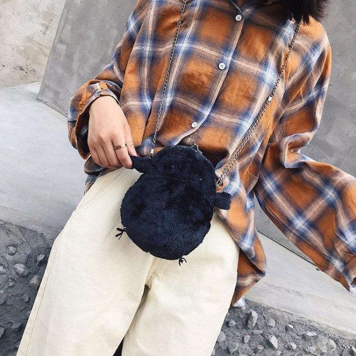 Cute Cartoon Small Yellow Chicken Bag New Plush Female Bag Chain Shoulder Bag Fashion Folder Bag