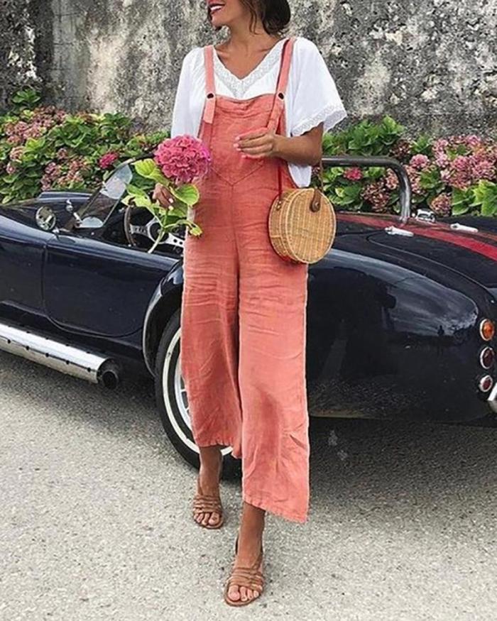 Linen Casual Fashion Strap Jumpsuit