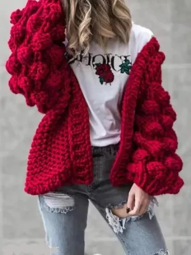 Hand-Knitted Lantern Sleeve Sweater