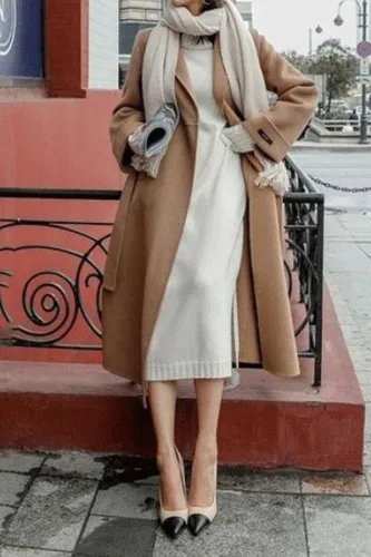 Casual Simple Loose   Shown Thin Knitted Sweater Maxi Dress