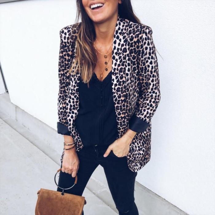 Leopard Print Fashion Suit Jacket