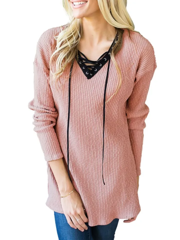 Khaki Casual Solid Knitted Sweater