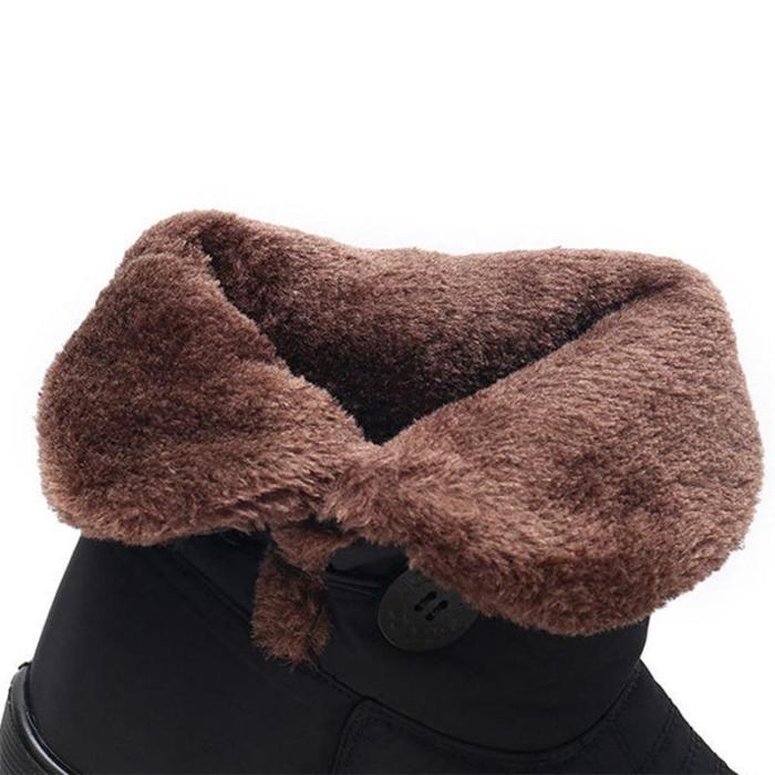 Women Snow Mid Calf Booties Casual Button Comfort Warm Shoes