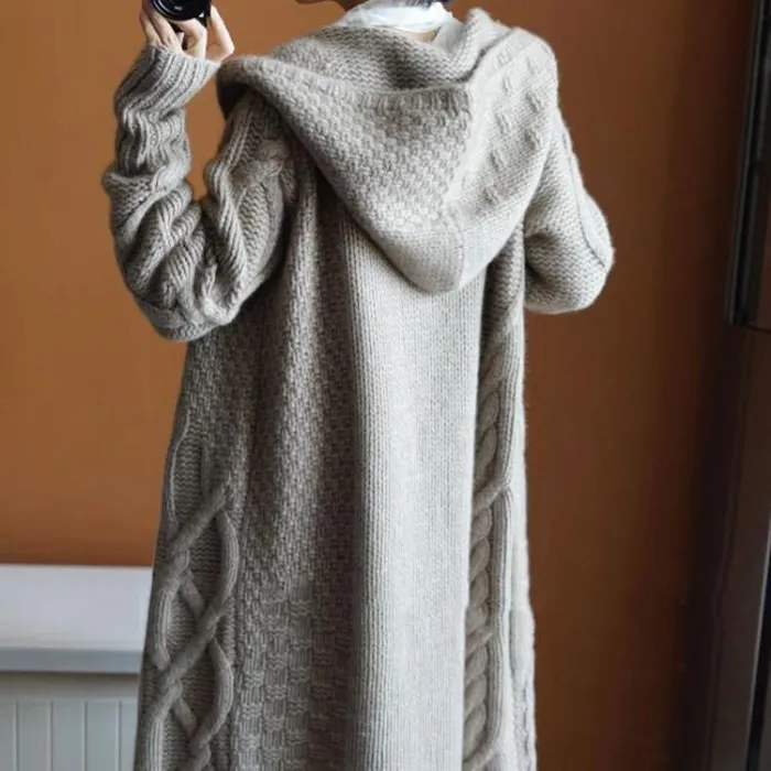 Fashion Winter Plain Thicken Sweater Loose Long Coat