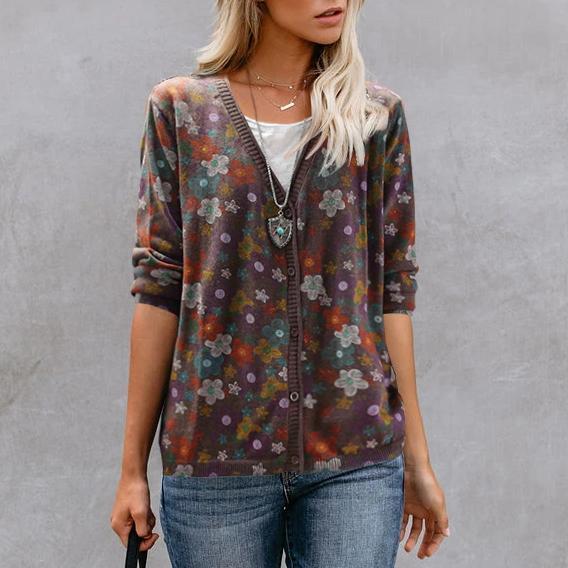 Vintage V Neck Single Breasted Sweater