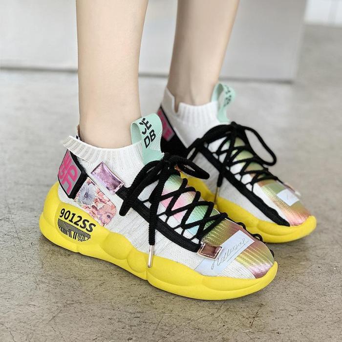Women's Fashion Casual Color Matching Flyknit Sneakers