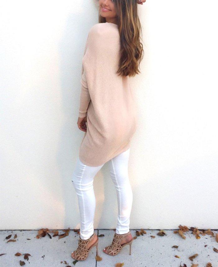 Loose Casual Pure Color Long-Sleeved Sweater
