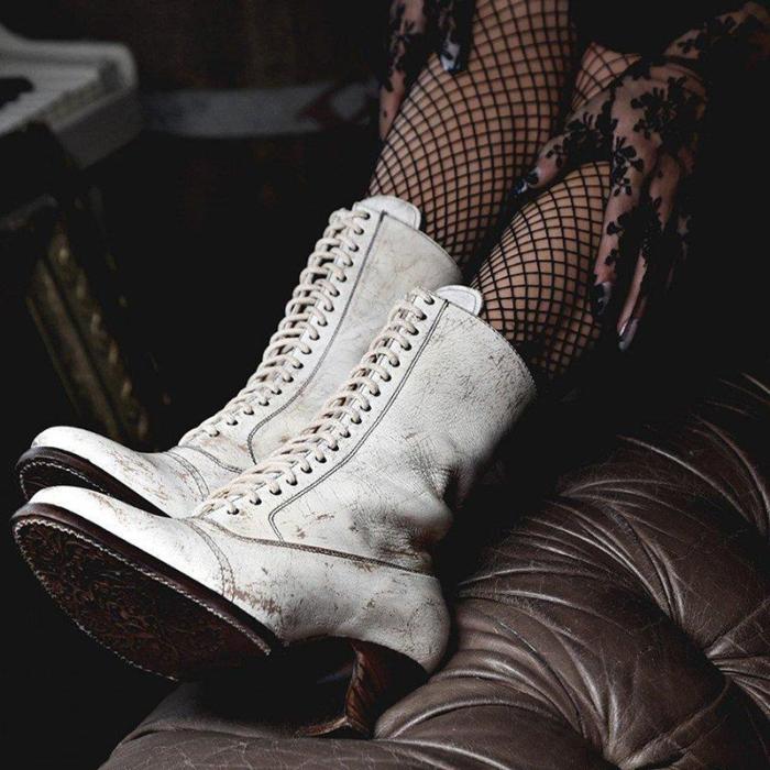 Stiletto Heel Spring/fall Lace-Up Boots