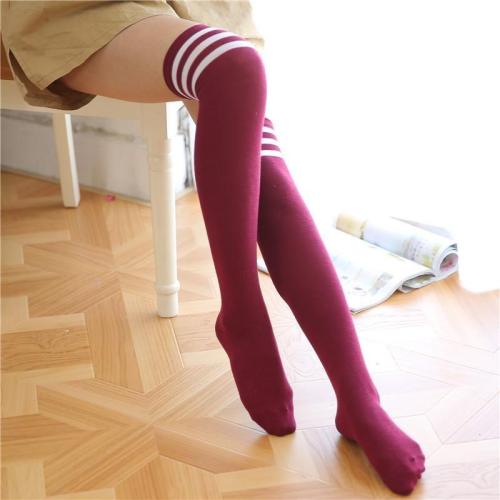 Three Striped Overknee Socks Sports Football Socks
