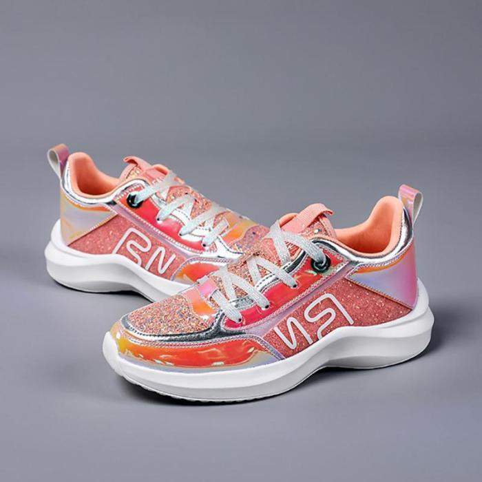 Women's Fashion Colorful Mirror Color Matching Platform Sneakers