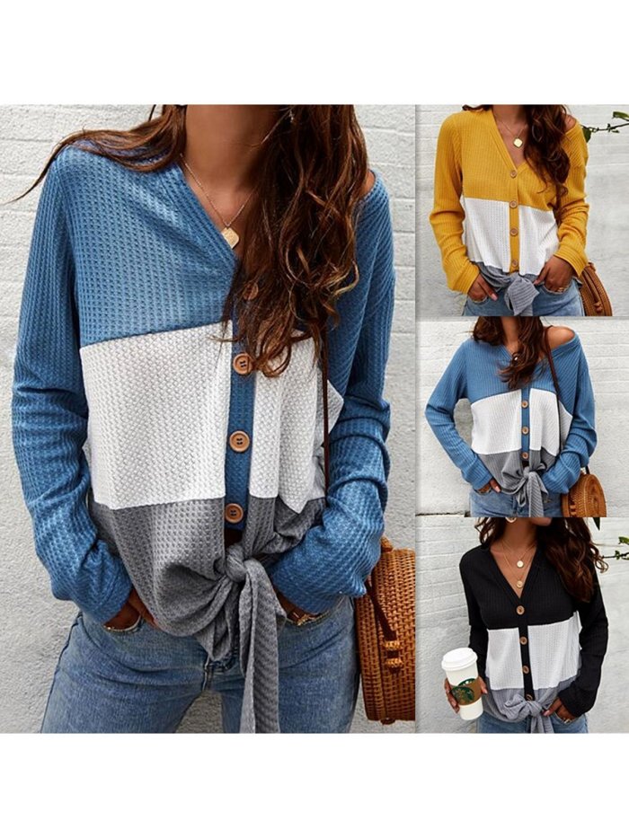 Long Sleeve Knitted Solid Knitted Shirts