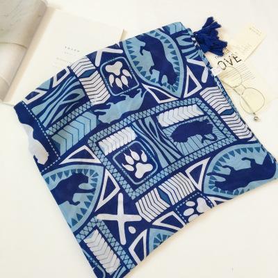 Cotton Linen Silk Animal Print Zebra Thin Head Scarf Shawl