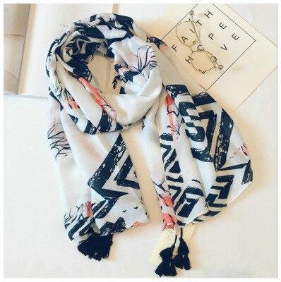 Cotton Linen Silk Animal Print Zebra Thin Head Scarf Shawl